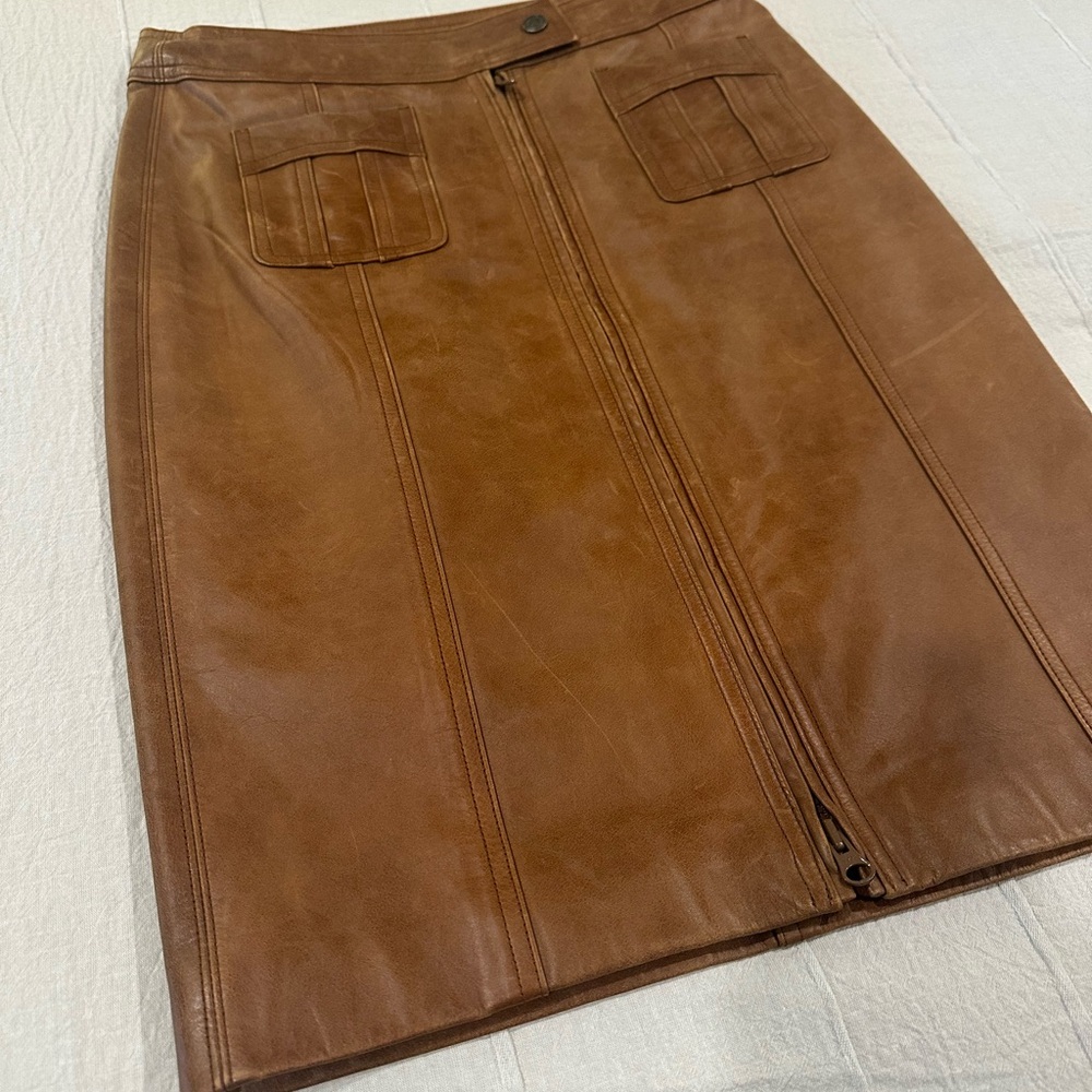 Vintage Guess Collection Brown Leather Skirt